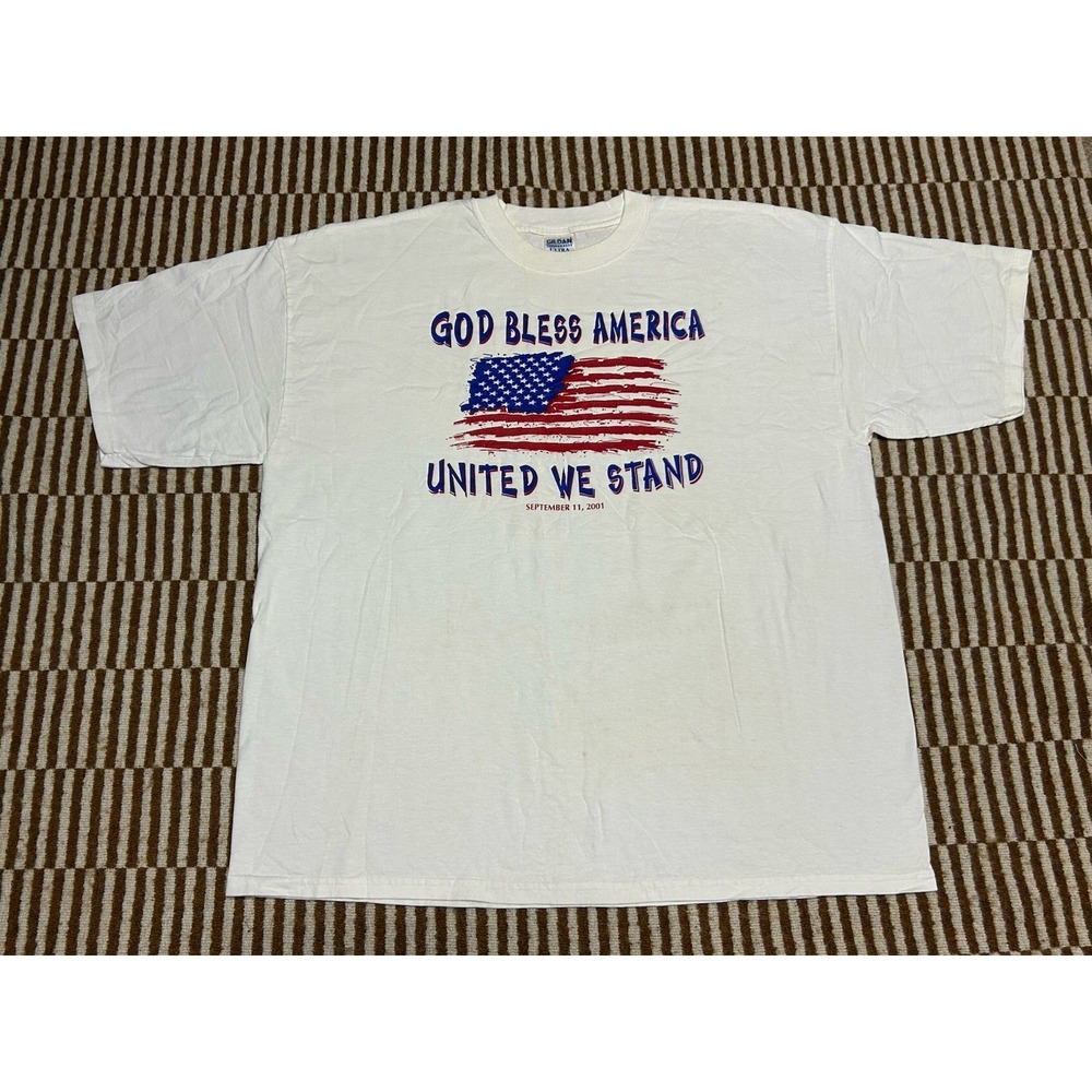 Vintage 2001 9/11 God Bless America United We Stand T Shirt 2XL